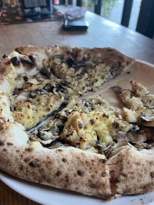 Mushroom and feta pizza (vegan of course)   at Base Woodfired Pizza - Little High Eatery in Christchurch