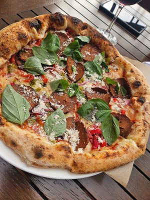 Pepperoni pizza at Base Woodfired Pizza - Little High Eatery in Christchurch