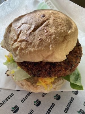 Chick’n burger at GrassfedVegan in South Brisbane