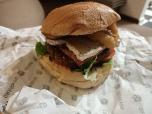 Bacon Truffle Brie Burger at GrassfedVegan in South Brisbane