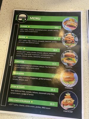 Menu at GrassfedVegan in South Brisbane