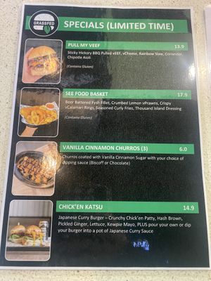 Menu at GrassfedVegan in South Brisbane