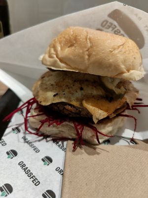 Aussie burger at GrassfedVegan in South Brisbane