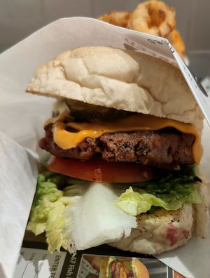 Classic burger at GrassfedVegan in South Brisbane