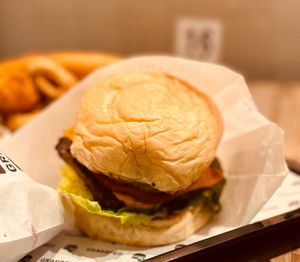 Hawaiian burger  at GrassfedVegan in South Brisbane