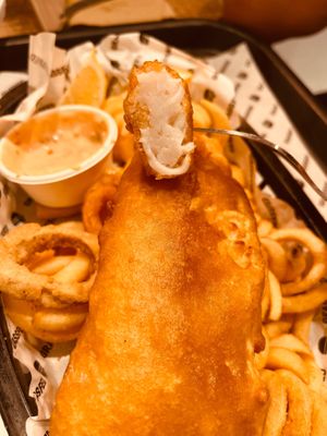 Inside fish and chips  at GrassfedVegan in South Brisbane