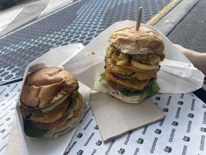 B.F.C and classic burger   at GrassfedVegan in South Brisbane