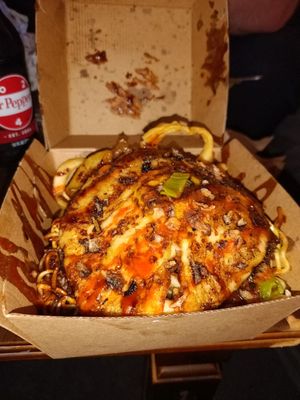 Loaded migoreng fries at GrassfedVegan in South Brisbane