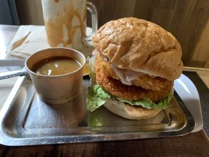 Japanese style burger  at GrassfedVegan in South Brisbane