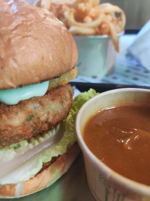 The katsu burger was a special when we visited at GrassfedVegan in South Brisbane