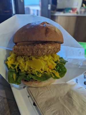 Chickun Burger at GrassfedVegan in South Brisbane