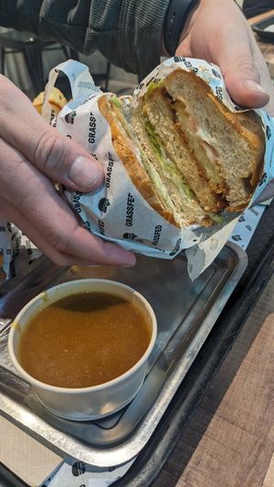 Chicken Katsu down the middle at GrassfedVegan in South Brisbane