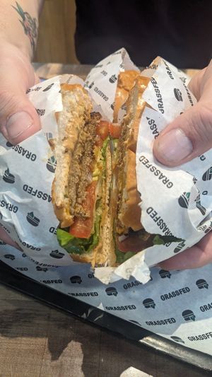 Double Smash burger at GrassfedVegan in South Brisbane