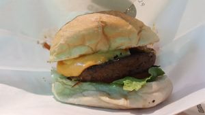 Burger at GrassfedVegan in South Brisbane