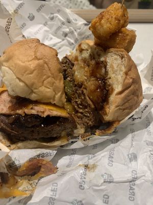 Hot potato burger  at GrassfedVegan in South Brisbane