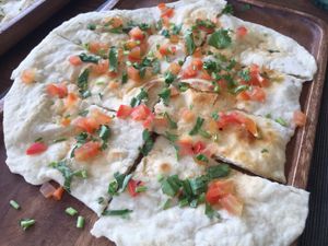 Coriander flatbread  at Gecko Republic Jungle Cafe in Koh Tao
