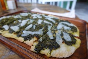 Spinach and cheese - pizza? at Gecko Republic Jungle Cafe in Koh Tao