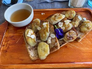Banana coconut French toast  at Gecko Republic Jungle Cafe in Koh Tao