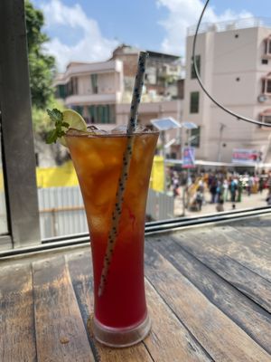 Strawberry tea  at Mark's Cafe in Varanasi