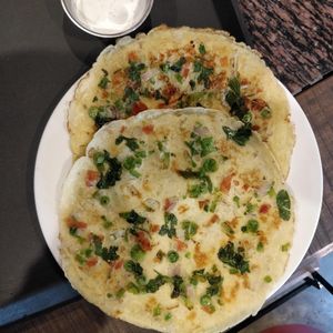 Savoury Pancakes with Sour cream at Mark's Cafe in Varanasi