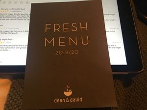 Menu cover at Dean & David - Osakaallee in Hamburg