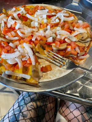 I get that this is in a fairly rural part of CT, a place already sorely lacking in vegan options. But my god. Frozen daiya pizza, microwaved, served on the cardboard.  at Longshots Sports Cafe in Montville