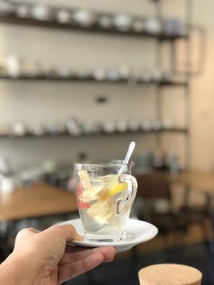 Fresh ginger tea at Fast & Vegan in The Hague