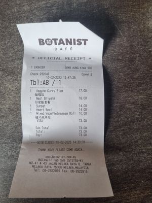 Bill visit 1 at Botanist Cafe in Malacca