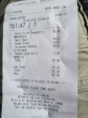 Bill visit 2 at Botanist Cafe in Malacca