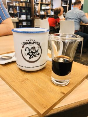 Soy milk with gula melaka at Botanist Cafe in Malacca