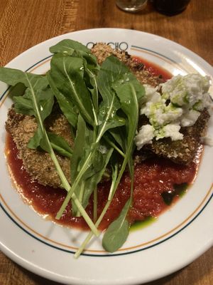 Berinjela a parmigiana with non-vegan mozzarella   at Quincho Cozinha & Coquetelari in Sao Paulo