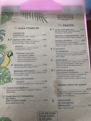 Cardápio  at Quincho Cozinha & Coquetelari in Sao Paulo