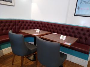 Seating at Cadwaladers in Porthmadog
