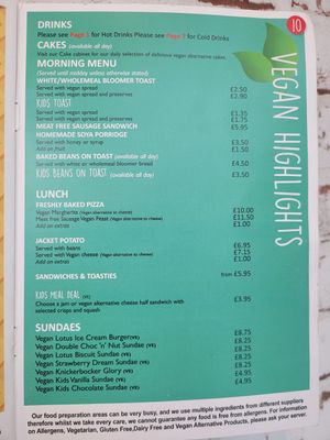 Vegan Menu at Cadwaladers in Porthmadog