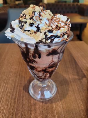 Vegan Double Choc 'n' Nut Sundae at Cadwaladers in Porthmadog