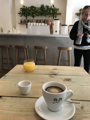 Americano ☕️ and orange juice   at Jaunty Goat Coffee - Northgate St in Chester