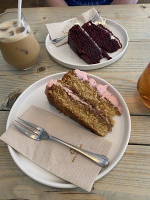 Red velvet cake and raspberry and lemon cake  at Jaunty Goat Coffee - Northgate St in Chester