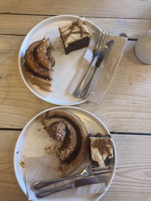 Cinnamon swirl and sticky toffee biscoff (we shared half each) delicious   at Jaunty Goat Coffee - Northgate St in Chester