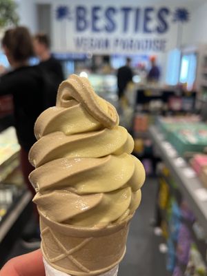 Oat milk soft serve (pumpkin spice latte) 😋  at BESTIES Vegan Paradise - Hollywood in Hollywood