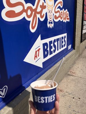 delicious vanilla chocolate soft serve  at BESTIES Vegan Paradise - Hollywood in Hollywood