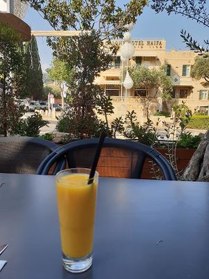 view on the patio at Cafe Cafe in Haifa