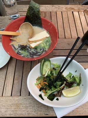 Seaweed salad and vegan ramen at Shoryu Ramen - Carnaby in London