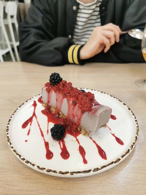 Cheese cake, yummy but not really cheesecake tasting. at Stem & Glory in London