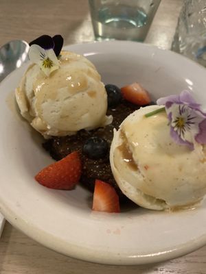 Ice cream sundae with brownie at Stem & Glory in London