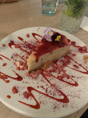 Raspberry cheesecake at Stem & Glory in London