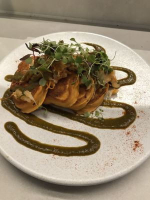 Kimchi pancakes  at Stem & Glory in London