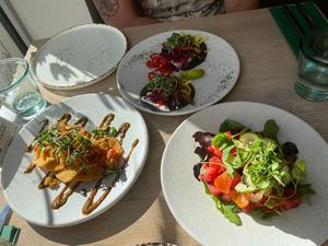 Kimchi Pancakes, Korean ‘Fish’ tacos and Asian Watermelon Salad  at Stem & Glory in London
