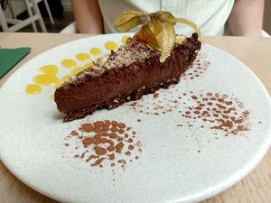 Avocado, chocolate and hazelnut torte at Stem & Glory in London