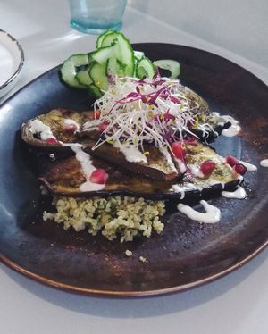 Aubergine Chermoula at Stem & Glory in London