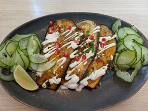 Aubergine Chermoula at Stem & Glory in London